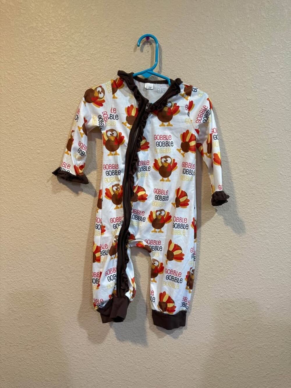 Thanksgiving Turkey Baby Romper 9-12M